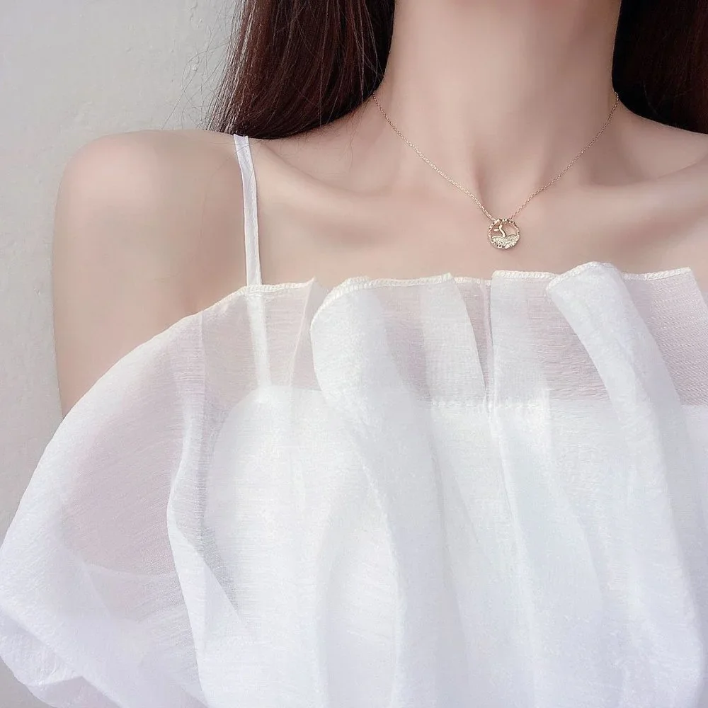 NEW 14K Gold Plated Diamond Mermaid Necklace a